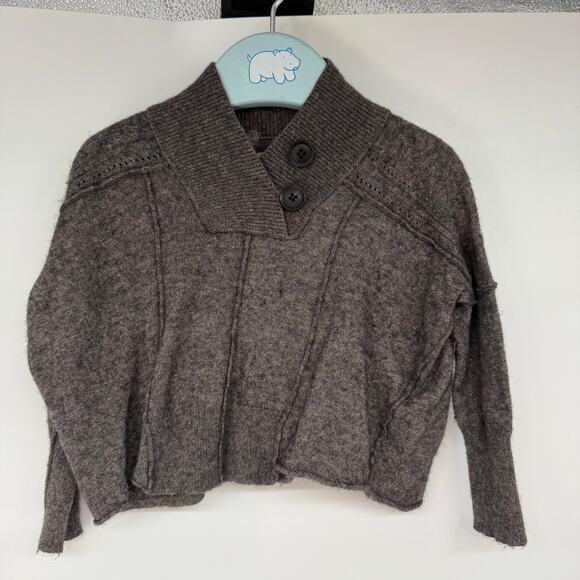 All Saints Crossover Neck Sweater Kids Sze 2Y Gray Lambswool Blend Kidcore - Picture 1 of 5